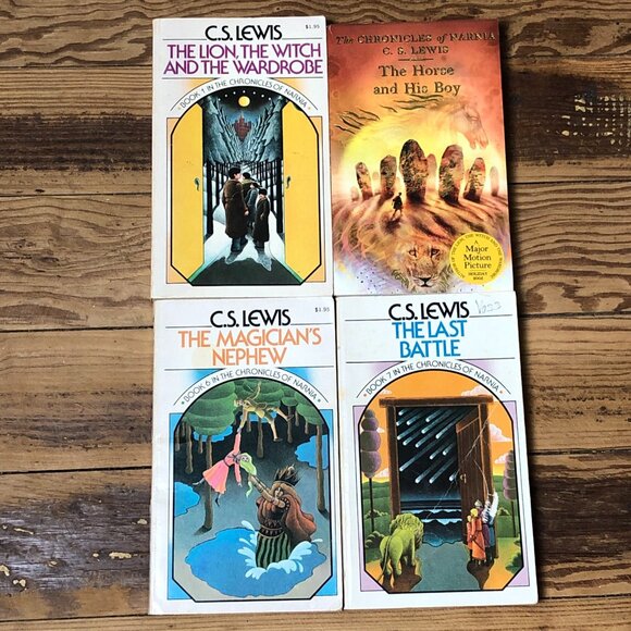 VTG Lot CS Lewis Chronicles of Narnia - Books 1, 3, 6, 7 Vintage 50's Paperback - Picture 1 of 16